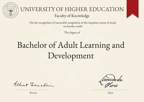 Bachelor of Adult Learning and Development (BALD) program/course/degree certificate example