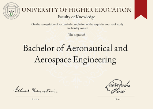 Bachelor of Aeronautical and Aerospace Engineering (B.Eng. (Aero/AeroSpace)) program/course/degree certificate example