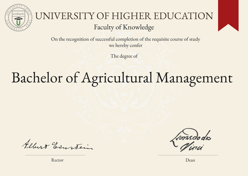 Bachelor of Agricultural Management (B.Agr.Mgt.) program/course/degree certificate example