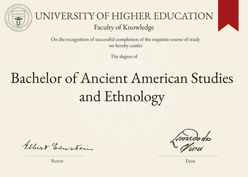 Bachelor of Ancient American Studies and Ethnology (BAASE) program/course/degree certificate example