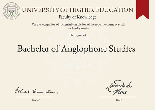 Bachelor of Anglophone Studies (BAS) program/course/degree certificate example