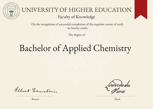 Bachelor of Applied Chemistry (B.A.Chem.) program/course/degree certificate example