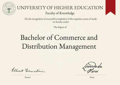 Bachelor of Commerce and Distribution Management (B.Com. (Distribution Management)) program/course/degree certificate example