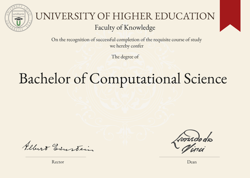 Bachelor of Computational Science (BCS) program/course/degree certificate example