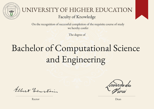 Bachelor of Computational Science and Engineering (BCompScEng) program/course/degree certificate example