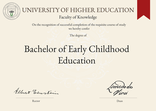 Bachelor of Early Childhood Education (B.ECE) program/course/degree certificate example