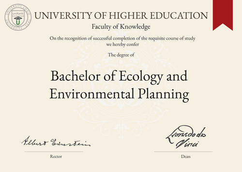 Bachelor of Ecology and Environmental Planning (B.EEP) program/course/degree certificate example