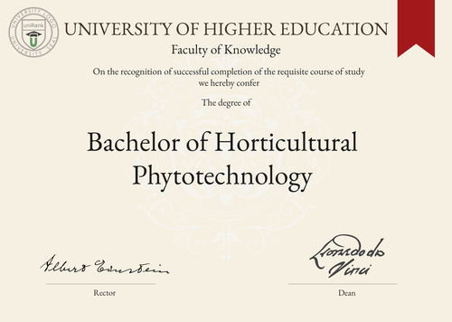 Bachelor of Horticultural Phytotechnology (B.H.P.) program/course/degree certificate example