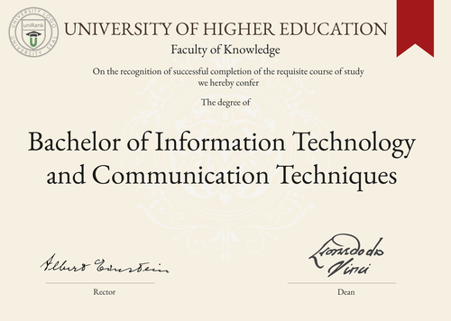 Bachelor of Information Technology and Communication Techniques (BITCT) program/course/degree certificate example