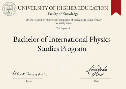 Bachelor of International Physics Studies Program (BIPS) program/course/degree certificate example