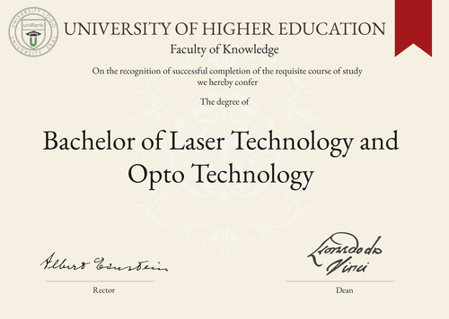 Bachelor of Laser Technology and Opto Technology (B.L.T.O.T.) program/course/degree certificate example