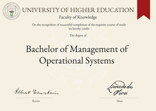 Bachelor of Management of Operational Systems (B.MOS) program/course/degree certificate example