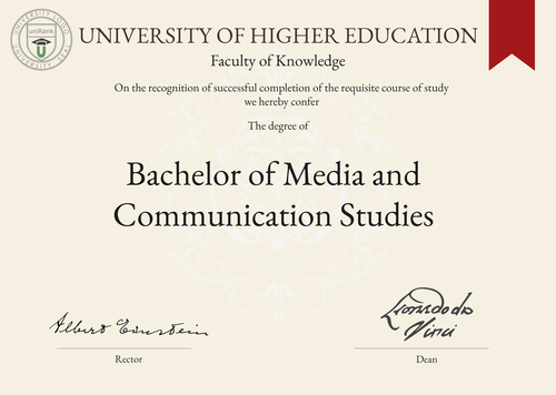 Bachelor of Media and Communication Studies (BMC) program/course/degree certificate example