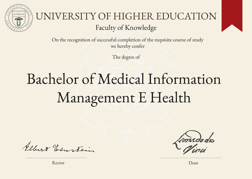 Bachelor of Medical Information Management e-Health (B.MIM-EH) program/course/degree certificate example