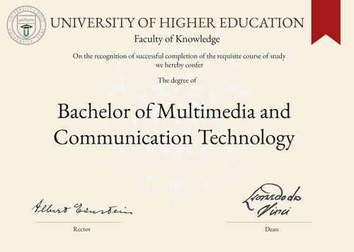 Bachelor of Multimedia and Communication Technology (BMMCT) program/course/degree certificate example