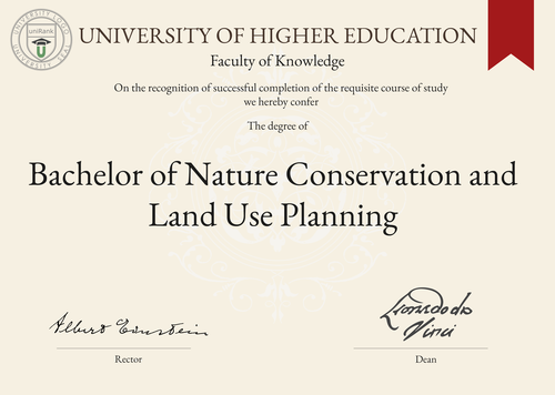 Bachelor of Nature Conservation and Land Use Planning (B.NatCons&LUP) program/course/degree certificate example