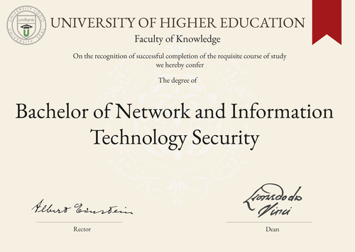 Bachelor of Network and Information Technology Security (B.NITS) program/course/degree certificate example