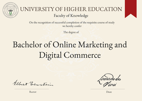 Bachelor of Online Marketing and Digital Commerce (BOMDC) program/course/degree certificate example