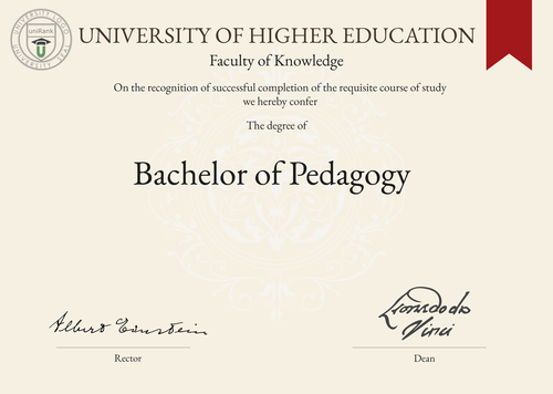 Bachelor of Pedagogy (B.Ped.) program/course/degree certificate example