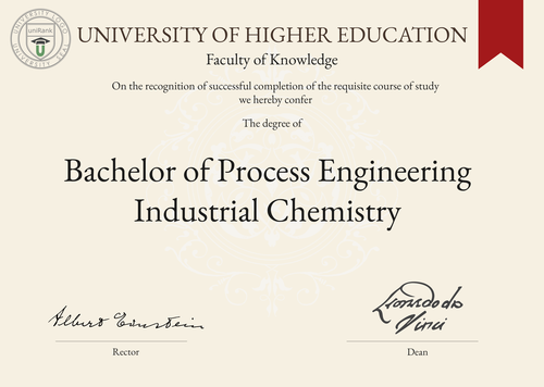 Bachelor of Process Engineering Industrial Chemistry (BPEIC) program/course/degree certificate example