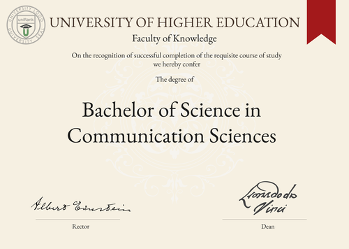 Bachelor of Science in Communication Sciences (BSc in Communication Sciences) program/course/degree certificate example
