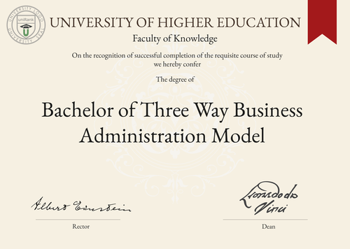 Bachelor of Three Way Business Administration Model (B3WBA) program/course/degree certificate example