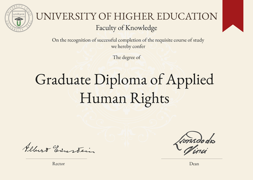 Graduate Diploma of Applied Human Rights (Grad. Dip. Applied Human Rights) program/course/degree certificate example