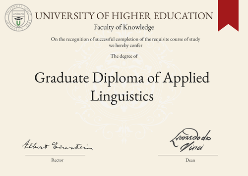 Graduate Diploma of Applied Linguistics (Grad. Dip. Appl. Ling.) program/course/degree certificate example