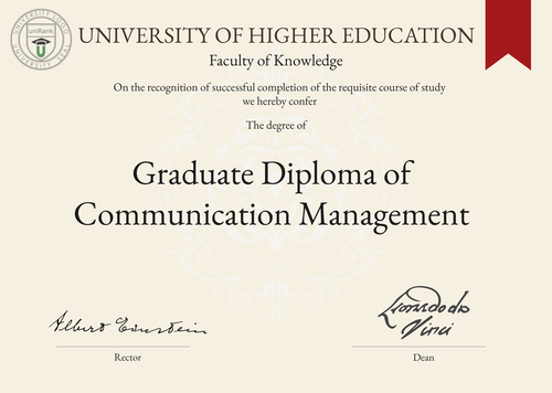 Graduate Diploma of Communication Management (GradDipCommMgmt) program/course/degree certificate example