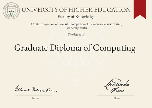 Graduate Diploma of Computing (GradDipComp) program/course/degree certificate example