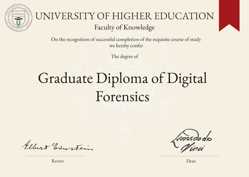 Graduate Diploma of Digital Forensics (Grad. Dip. Digital Forensics) program/course/degree certificate example