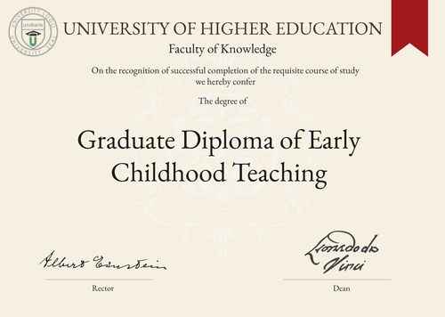 Graduate Diploma of Early Childhood Teaching (GradDipECT) program/course/degree certificate example