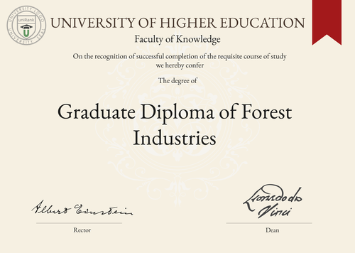 Graduate Diploma of Forest Industries (Grad. Dip. Forest Industries) program/course/degree certificate example