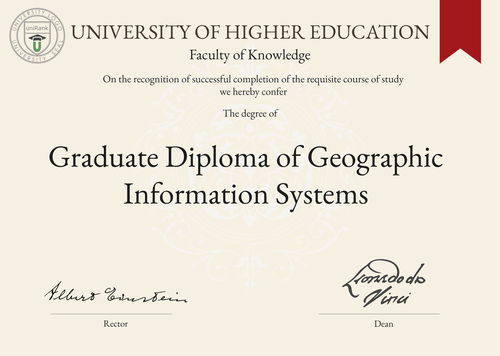 Graduate Diploma of Geographic Information Systems (Grad. Dip. GIS) program/course/degree certificate example