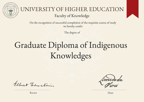 Graduate Diploma of Indigenous Knowledges (Grad. Dip. Indigenous Knowledges) program/course/degree certificate example