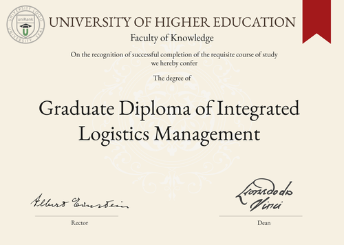 Graduate Diploma of Integrated Logistics Management (Grad. Dip. in Integrated Logistics Management) program/course/degree certificate example