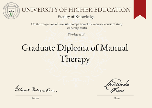 Graduate Diploma of Manual Therapy (Grad. Dip. Manual Therapy) program/course/degree certificate example