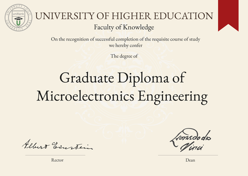 Graduate Diploma of Microelectronics Engineering (Grad. Dip. Microelectronics Engineering) program/course/degree certificate example