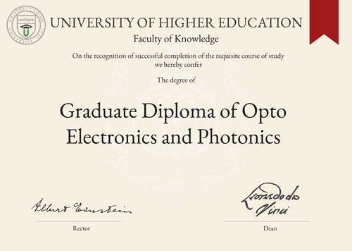 Graduate Diploma of Opto Electronics and Photonics (GradDip Opto Electronics and Photonics) program/course/degree certificate example