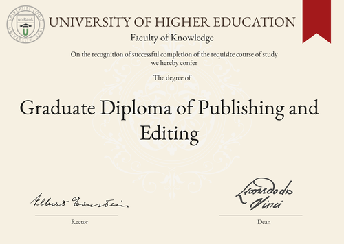 Graduate Diploma of Publishing and Editing (GradDipPubEdit) program/course/degree certificate example