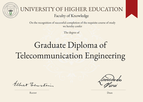 Graduate Diploma of Telecommunication Engineering (Grad. Dip. Telecommunication Engineering) program/course/degree certificate example