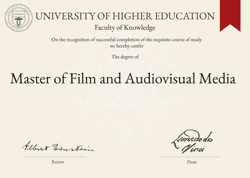 Master of Film and Audiovisual Media (MFAVM) program/course/degree certificate example