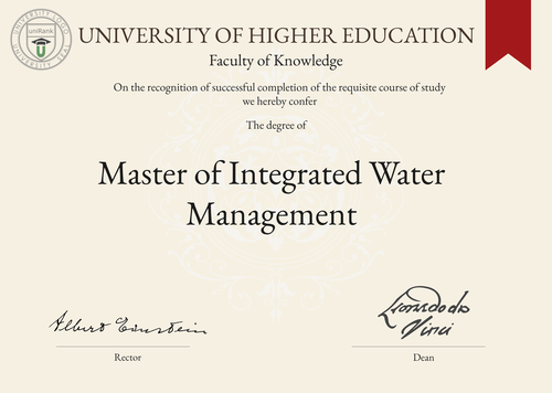 Master of Integrated Water Management (MIWM) program/course/degree certificate example