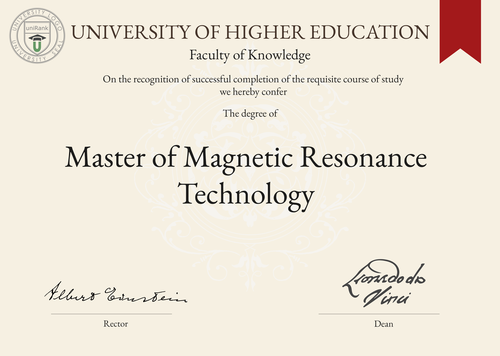 Master of Magnetic Resonance Technology (MMRT) program/course/degree certificate example