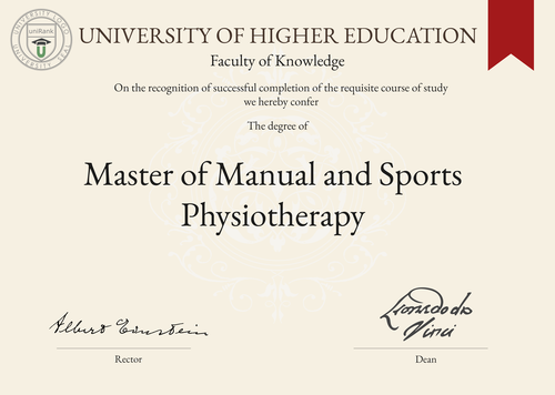 Master of Manual and Sports Physiotherapy (M.M.S.P.) program/course/degree certificate example