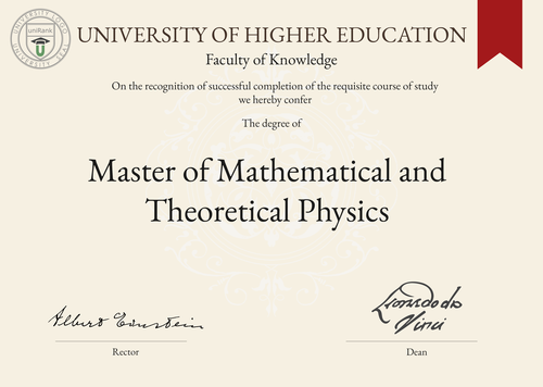 Master of Mathematical and Theoretical Physics (M.M.T.P.) program/course/degree certificate example