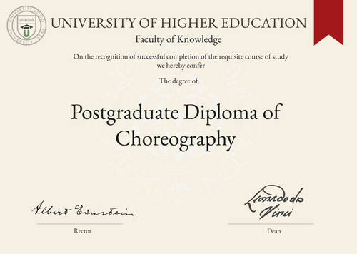 Postgraduate Diploma of Choreography (PGDipChor) program/course/degree certificate example