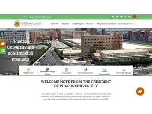 Pharos University in Alexandria's Website Screenshot