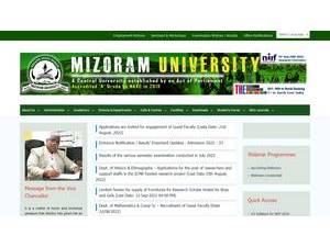 Mizoram University's Website Screenshot