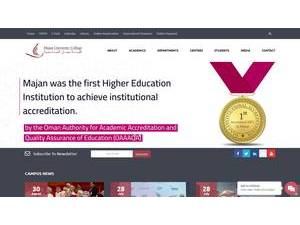 Majan University College's Website Screenshot